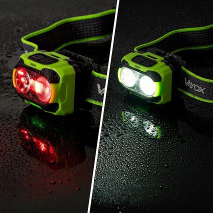 LED prigušiva punjiva čelovka sa senzorom i crvenim svetlom LED/10W/5V/3xAAA IP44 600 lm 1200 mAh