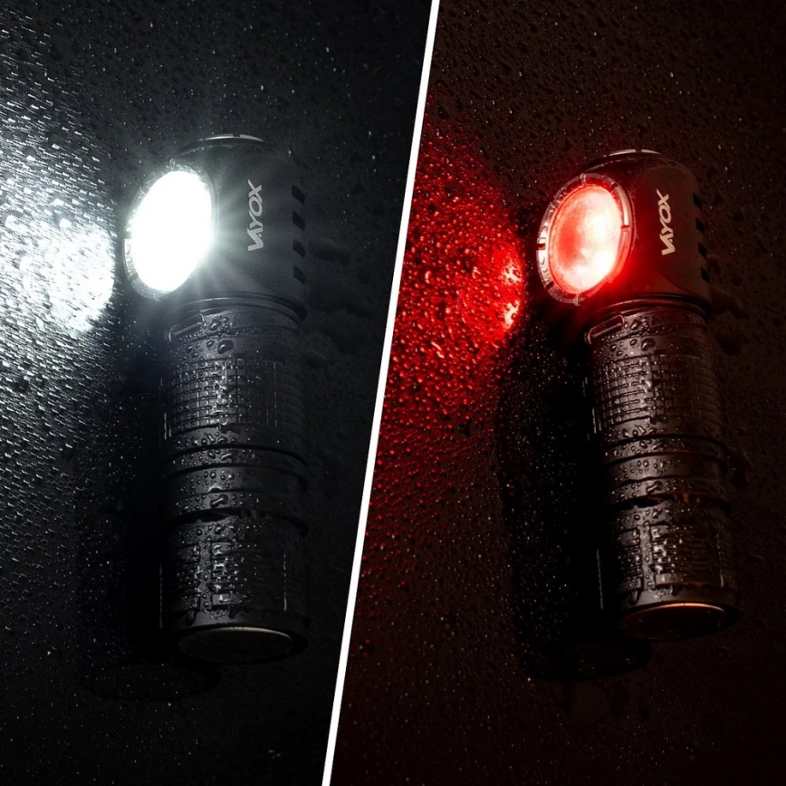 LED prigušiva punjiva čelna lampa 3 u 1 sa crvenim svetlom LED/10W/5V IP66 500 lm 800 mAh