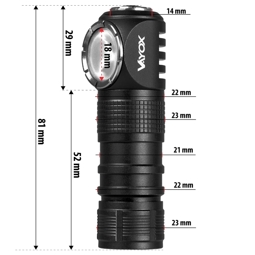 LED prigušiva punjiva čelna lampa 3 u 1 sa crvenim svetlom LED/10W/5V IP66 500 lm 800 mAh