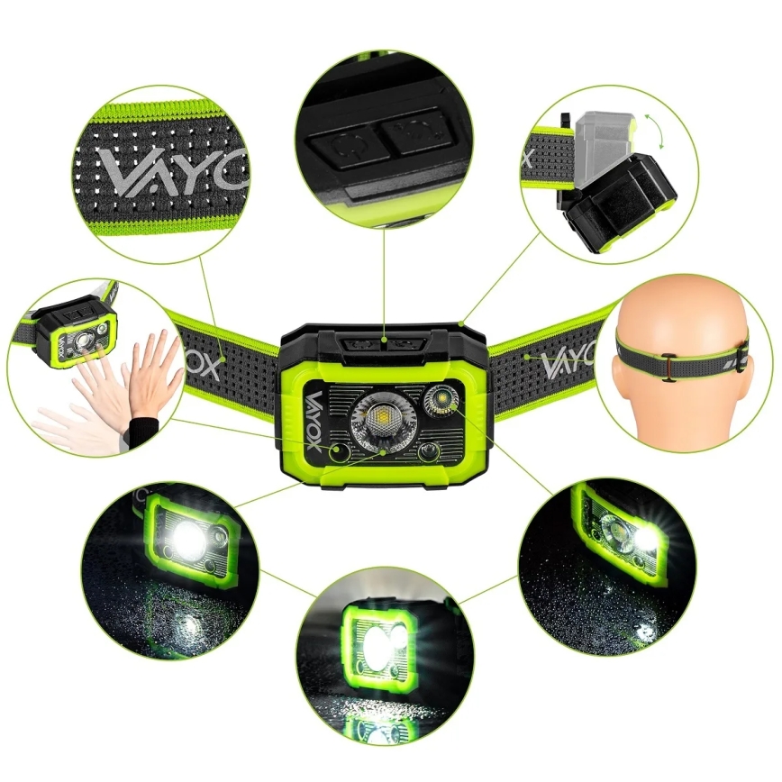 LED prigušiva punjiva lampa za glavu sa senzorom, 10W/5V, IP66, 750 lm, 1500 mAh