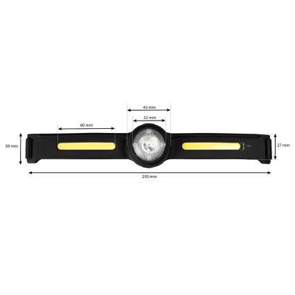 LED prigušiva punjiva čelna lampa sa crvenim svetlom LED/5V IPX4 550 lm 600 mAh