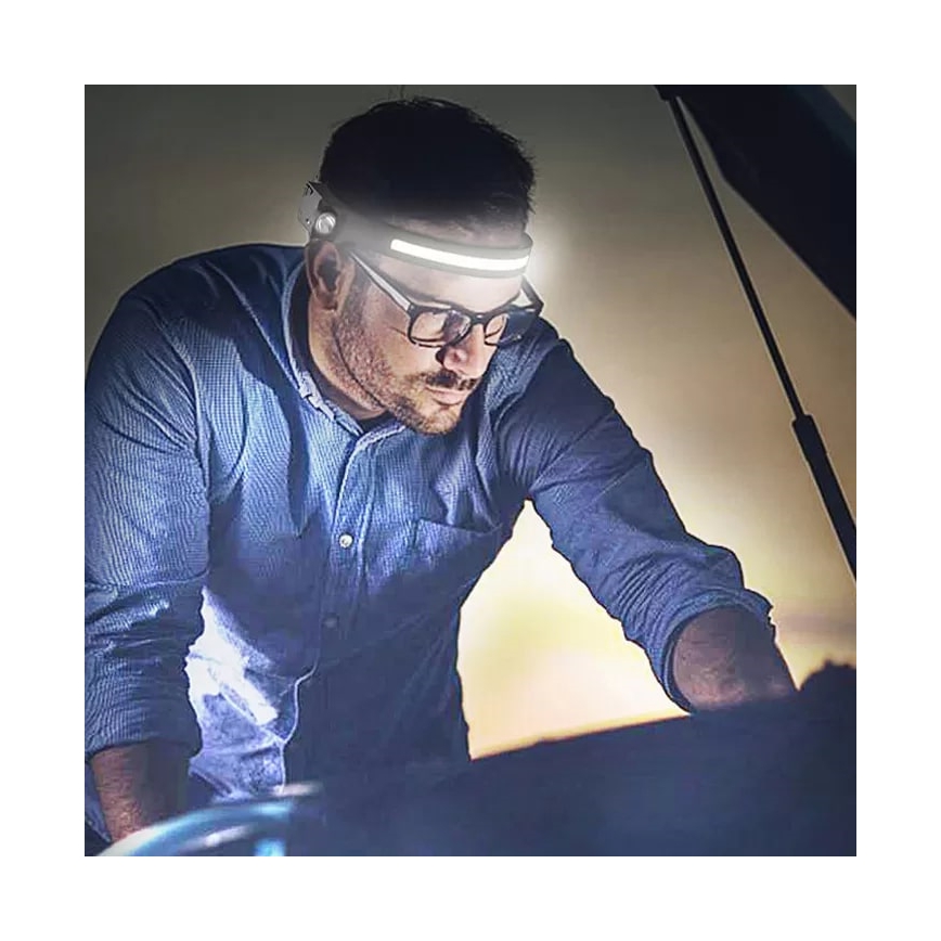 LED prigušiva punjiva čelna lampa sa senzorom 2xLED/5V IP44 350 lm 1200 mAh