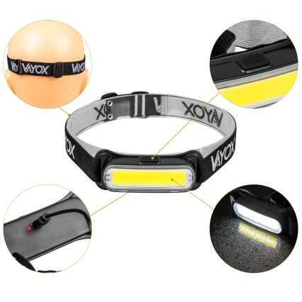 LED prigušiva punjiva čelovka LED/5V IPX4 300 lm 1200 mAh