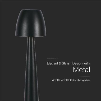 LED prigušiva punjiva dodirna stona lampa LED/3W/5V 3000-6000K 1800 mAh crna