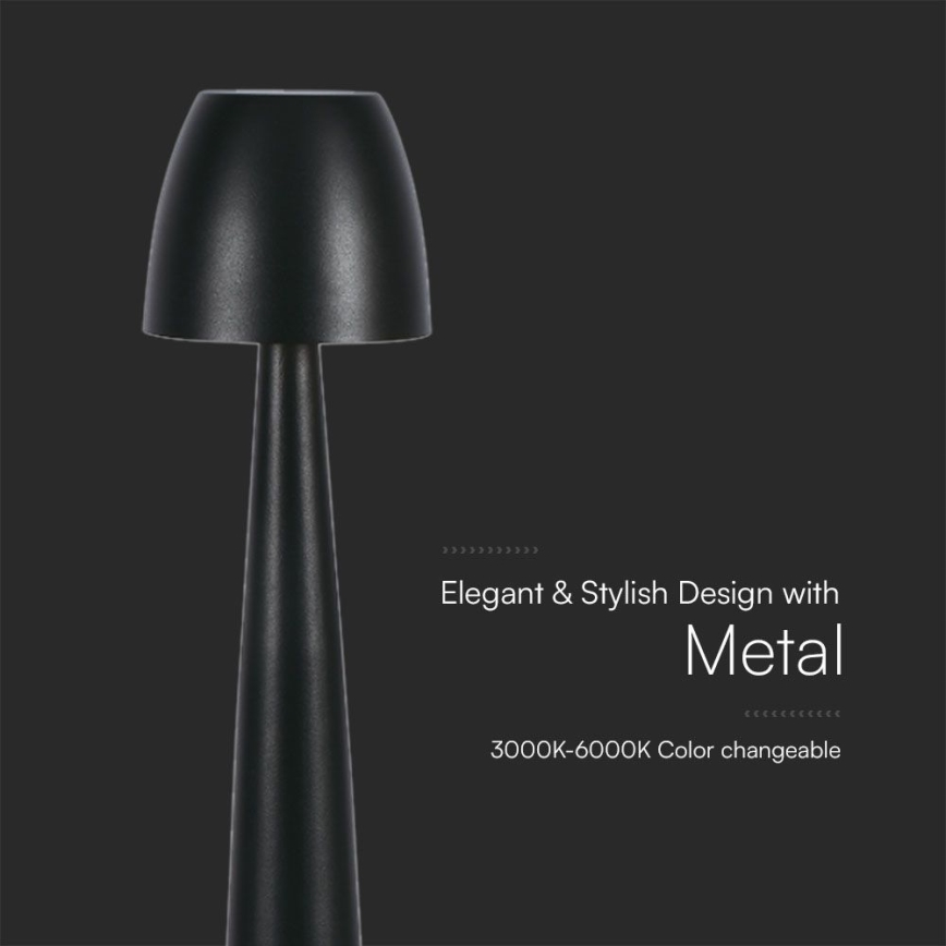 LED prigušiva punjiva dodirna stona lampa LED/3W/5V 3000-6000K 1800 mAh crna