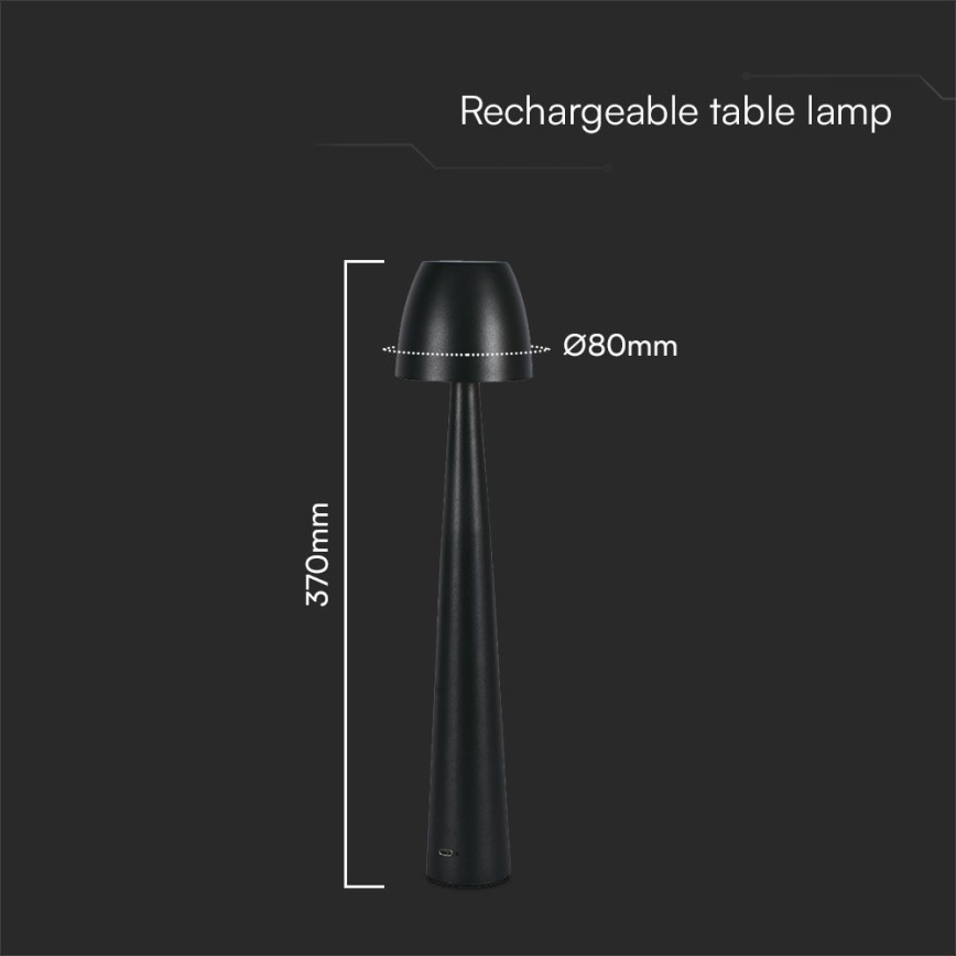 LED prigušiva punjiva dodirna stona lampa LED/3W/5V 3000-6000K 1800 mAh crna