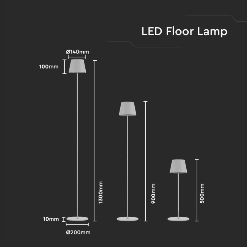 LED prigušiva punjiva podna lampa 3u1 LED/4W/5V 4400 mAh 3000K IP54 bela