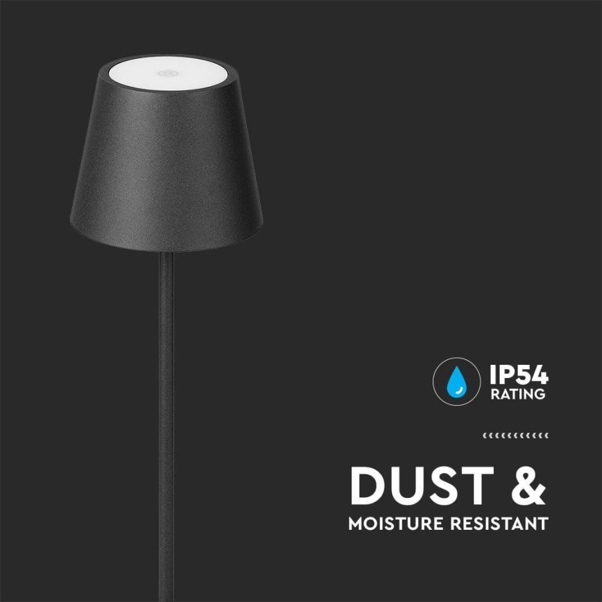 LED prigušiva punjiva podna lampa 3u1 LED/4W/5V 4400 mAh 3000K IP54 crna
