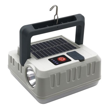 LED prigušiva punjiva solarna lampa sa funkcijom powerbanke LED/1W/5,5V 8000K IPX4 1200 mAh siva
