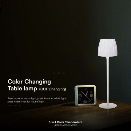 Prigušiva punjiva dodirna LED stona lampa LED/2,7W/5V 3000/4000/6000K 1800 mAh bela