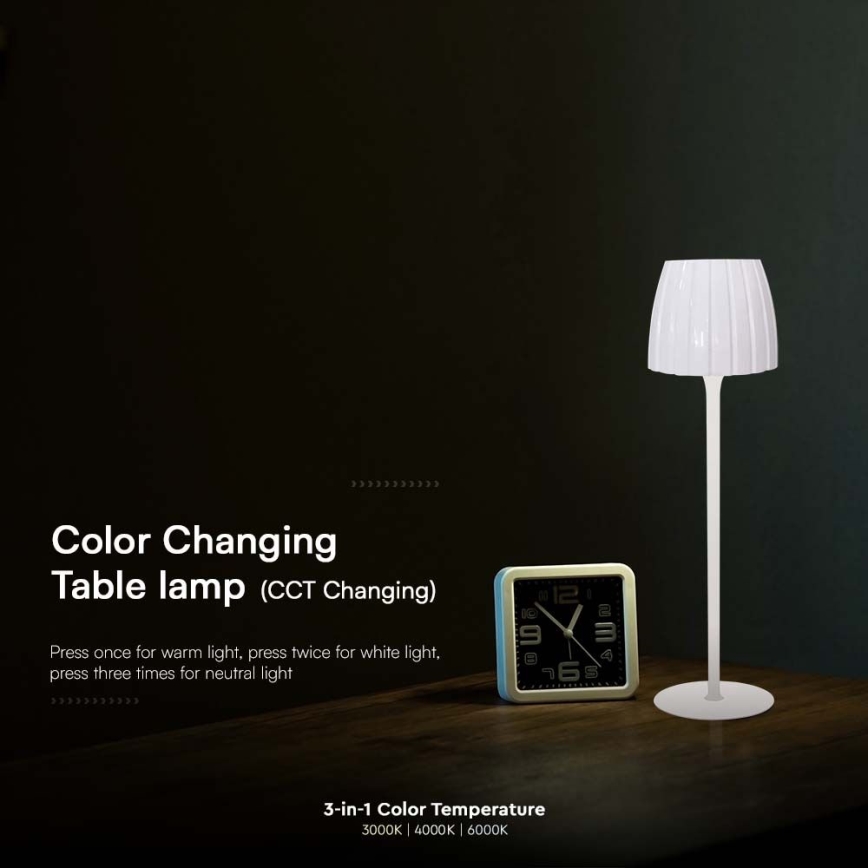 Prigušiva punjiva dodirna LED stona lampa LED/2,7W/5V 3000/4000/6000K 1800 mAh bela