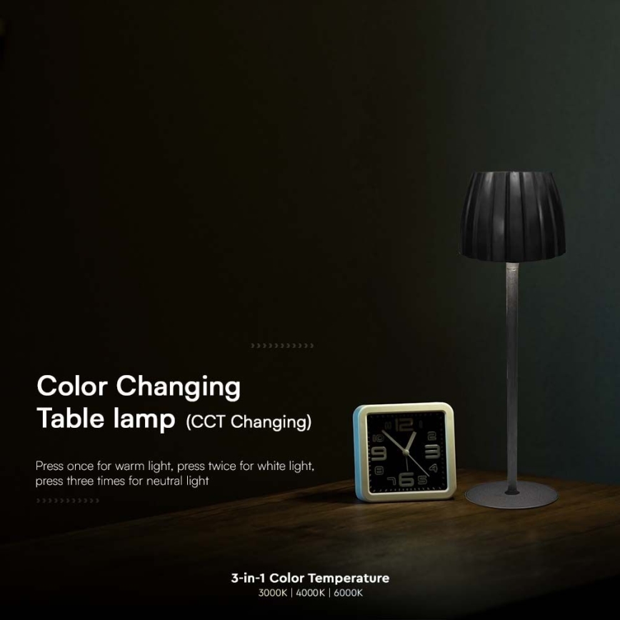 LED prigušiva punjiva dodirna stona lampa LED/2,7W/5V 3000/4000/6000K 1800 mAh crna