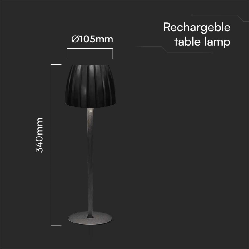 LED prigušiva punjiva dodirna stona lampa LED/2,7W/5V 3000/4000/6000K 1800 mAh crna