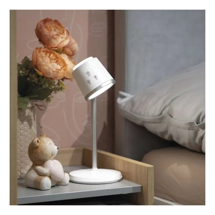 LED prigušiva punjiva stona lampa 4u1 LED/6W/3,7V 3000K/4000K/6500K 1500mAh bela