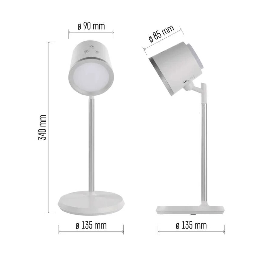 LED prigušiva punjiva stona lampa 4u1 LED/6W/3,7V 3000K/4000K/6500K 1500mAh bela
