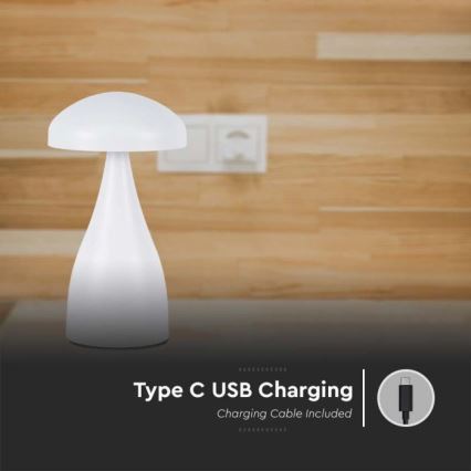 LED stona lampa — prigušiva, punjiva, sa dodirnim upravljanjem, LED/1W/5V 3000-6000K 1800 mAh, bela