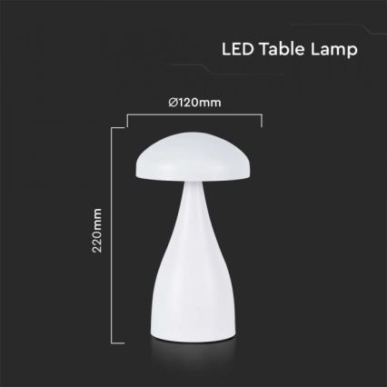 LED stona lampa — prigušiva, punjiva, sa dodirnim upravljanjem, LED/1W/5V 3000-6000K 1800 mAh, bela