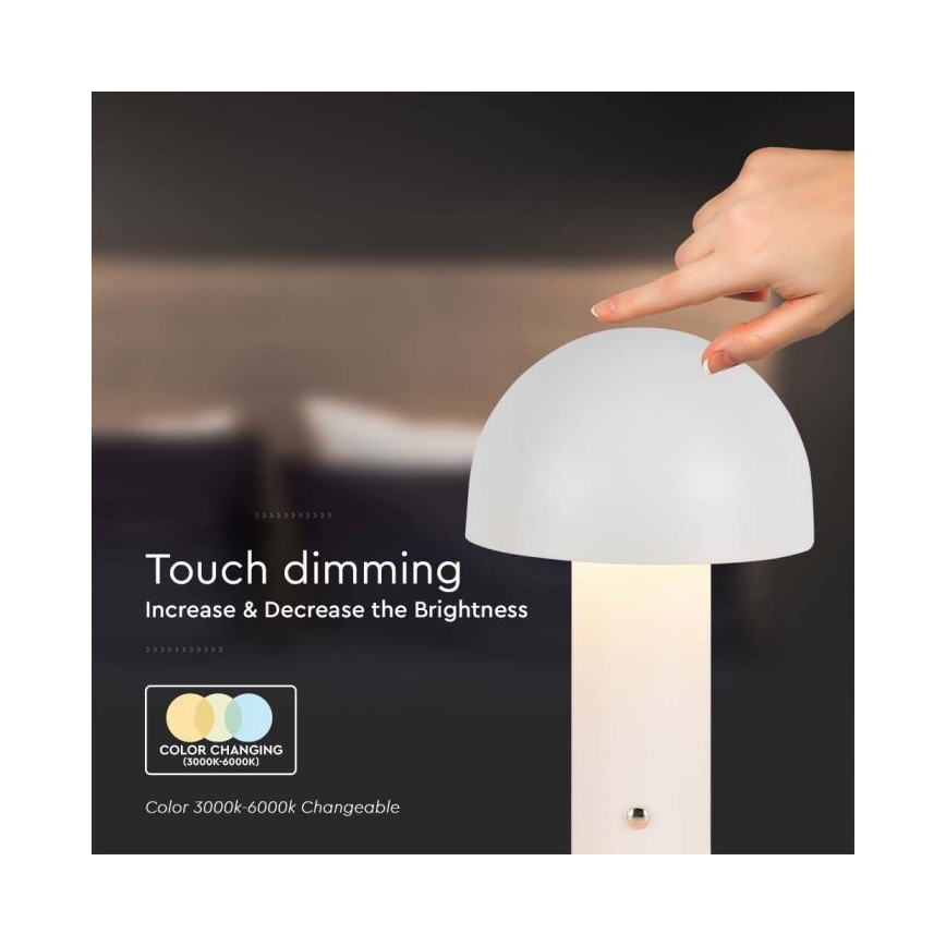 LED prigušiva punjiva dodirna stona lampa LED/1W/5V 3000-6000K 1800 mAh bela