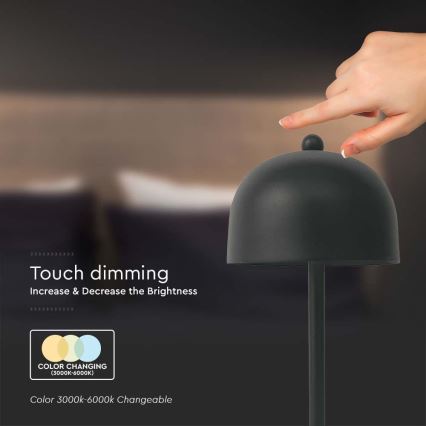 LED prigušiva punjiva dodirna stona lampa LED/1W/5V 3000-6000K 1800 mAh crna