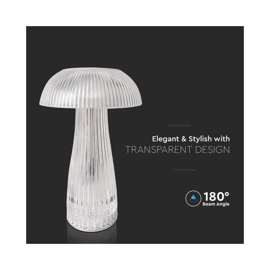 LED prigušiva punjiva dodirna stona lampa LED/1W/5V 3000-6000K 1800 mAh prozirna