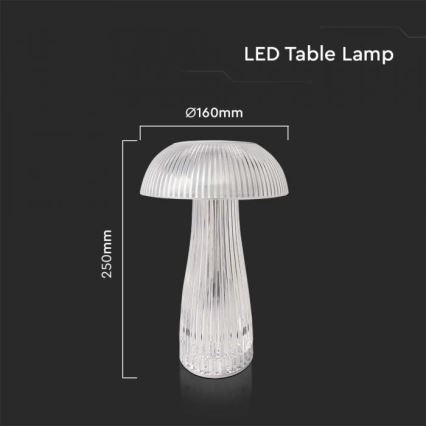 LED prigušiva punjiva dodirna stona lampa LED/1W/5V 3000-6000K 1800 mAh prozirna
