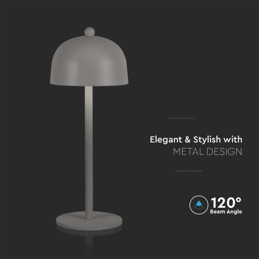 Punjiva LED stona lampa na dodir sa prigušivačem LED/1W/5V 3000-6000K 1800 mAh siva