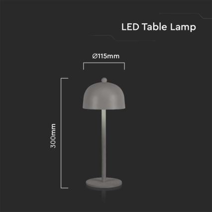 Punjiva LED stona lampa na dodir sa prigušivačem LED/1W/5V 3000-6000K 1800 mAh siva