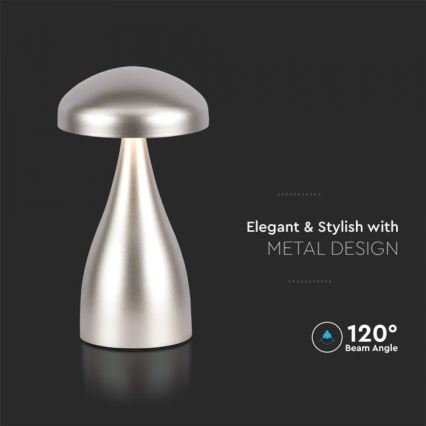 LED prigušiva punjiva dodirna stona lampa LED/1W/5V 3000-6000K 1800 mAh srebrna