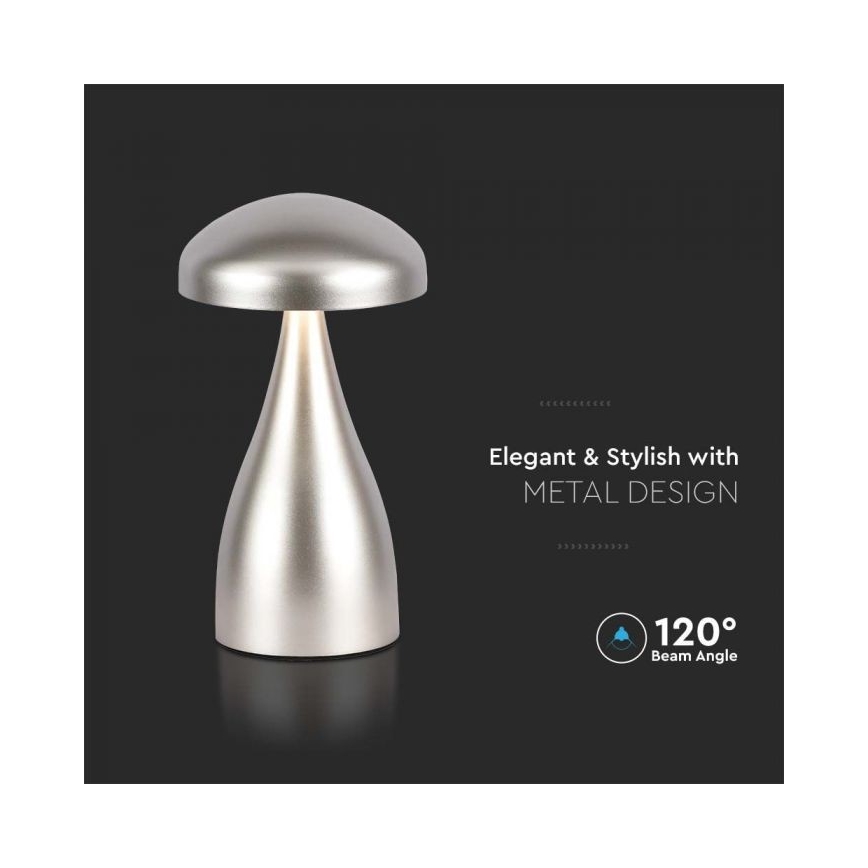 LED prigušiva punjiva dodirna stona lampa LED/1W/5V 3000-6000K 1800 mAh srebrna