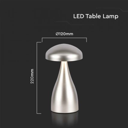 LED prigušiva punjiva dodirna stona lampa LED/1W/5V 3000-6000K 1800 mAh srebrna