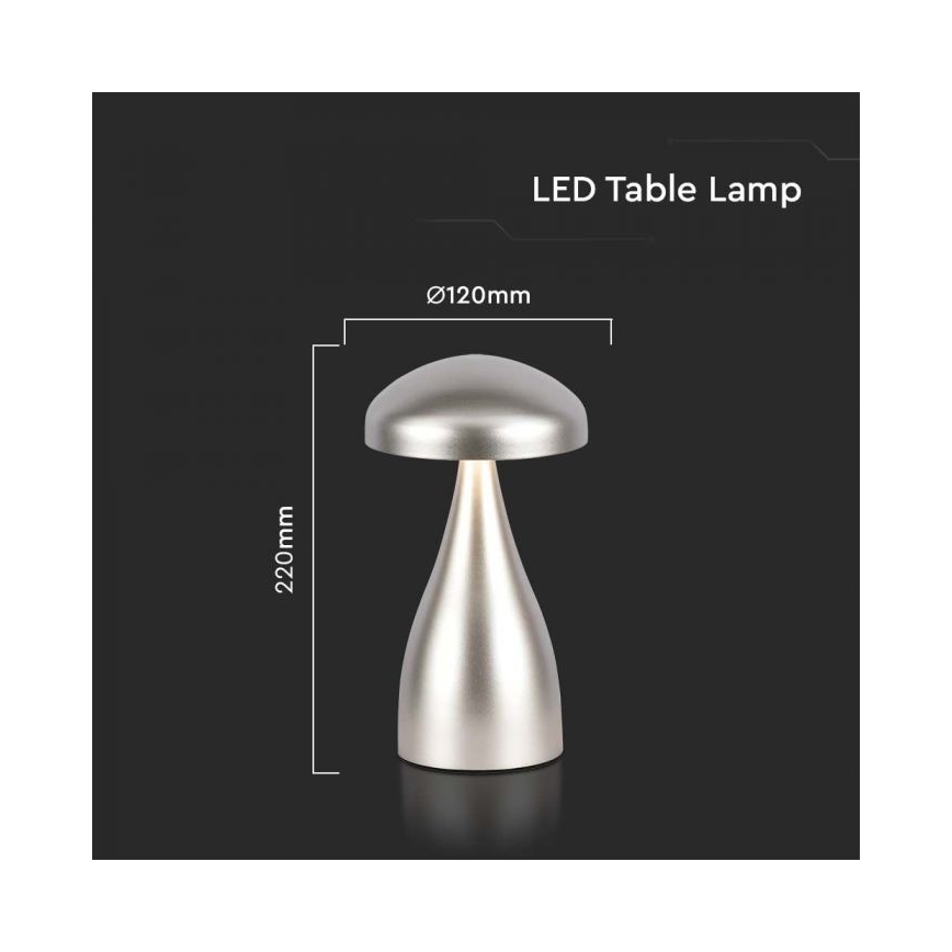 LED prigušiva punjiva dodirna stona lampa LED/1W/5V 3000-6000K 1800 mAh srebrna