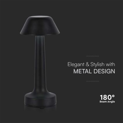 Punjiva LED stolna lampa sa dodirnim prigušivačem LED/1W/5V 3000-6000K 1800 mAh crna