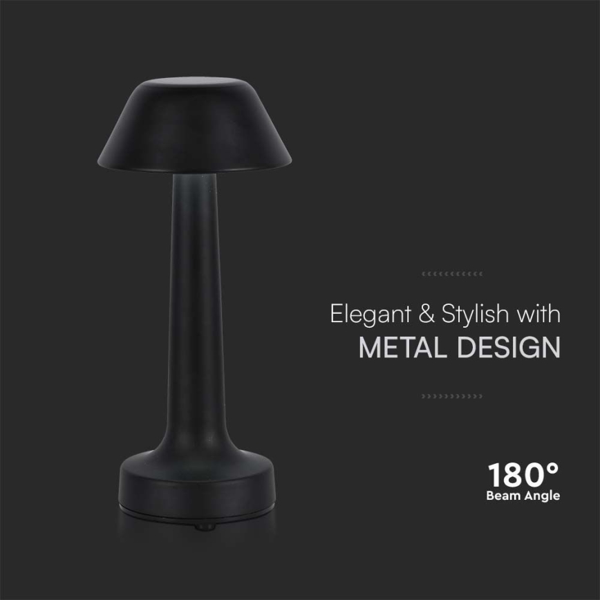 Punjiva LED stolna lampa sa dodirnim prigušivačem LED/1W/5V 3000-6000K 1800 mAh crna