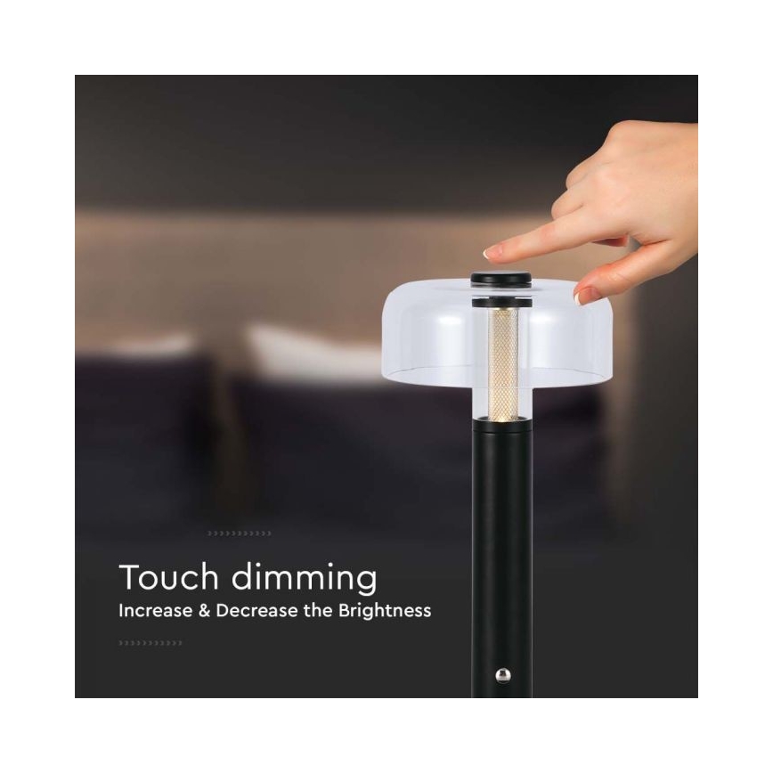 LED prigušiva punjiva dodirna stona lampa LED/1W/5V 3000K 1800 mAh crna