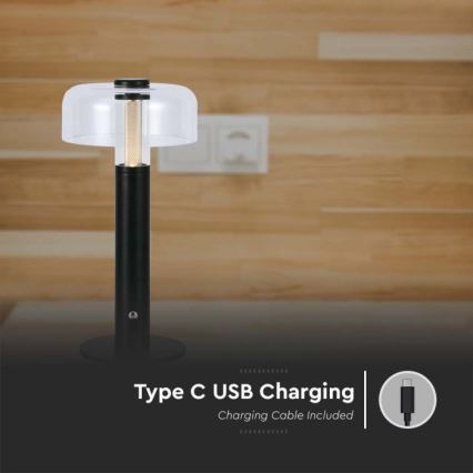 LED prigušiva punjiva dodirna stona lampa LED/1W/5V 3000K 1800 mAh crna