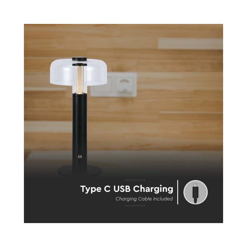 LED prigušiva punjiva dodirna stona lampa LED/1W/5V 3000K 1800 mAh crna