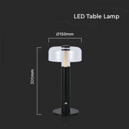 LED prigušiva punjiva dodirna stona lampa LED/1W/5V 3000K 1800 mAh crna