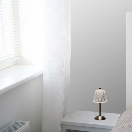 LED stona lampa sa prigušiva — punjiva dodirna lampa LED/2,4W/5V 3000-6000K 1800 mAh, sjajni hrom