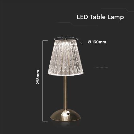 LED stona lampa sa prigušiva — punjiva dodirna lampa LED/2,4W/5V 3000-6000K 1800 mAh, sjajni hrom