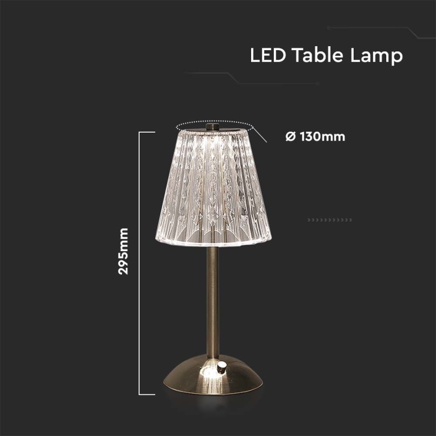LED stona lampa sa prigušiva — punjiva dodirna lampa LED/2,4W/5V 3000-6000K 1800 mAh, sjajni hrom