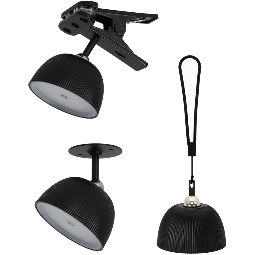 LED prigušiva punjiva stona lampa 4u1 LED/3,5W/5V 3000/4000/6500K IP54 1800 mAh crna
