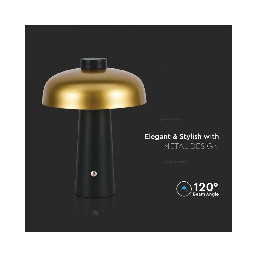 LED prigušiva punjiva stona lampa sa dodirom LED/3W/5V 3000-6000K 1800 mAh crna/zlatna