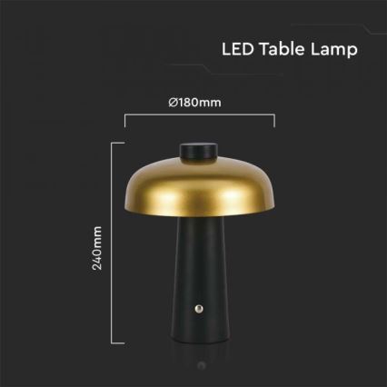 LED prigušiva punjiva stona lampa sa dodirom LED/3W/5V 3000-6000K 1800 mAh crna/zlatna