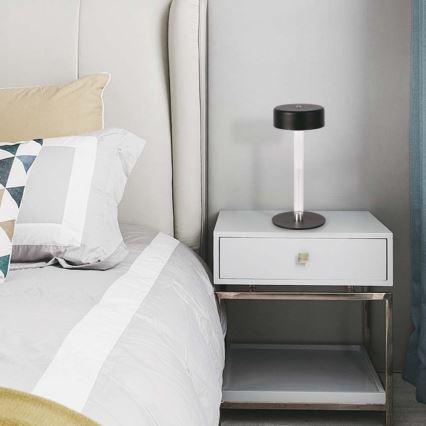 LED prigušiva punjiva stolna lampa na dodir LED/3W/5V 3000-6000K 2400 mAh crna