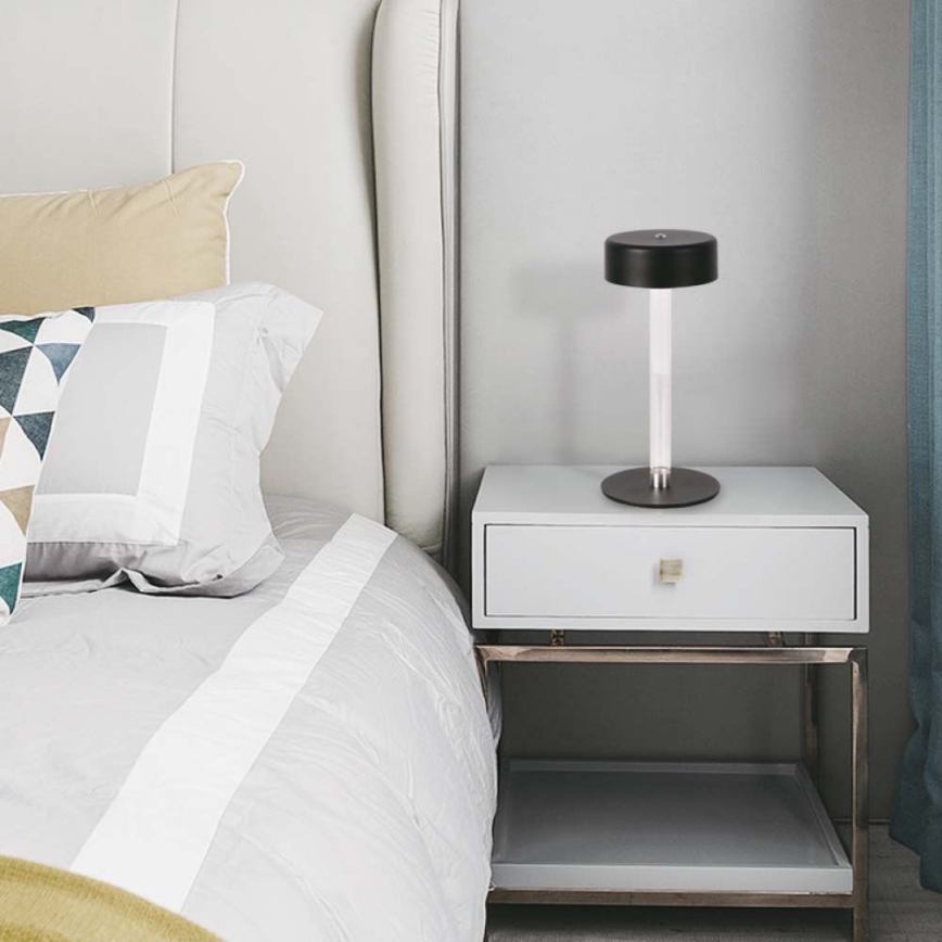 LED prigušiva punjiva stolna lampa na dodir LED/3W/5V 3000-6000K 2400 mAh crna