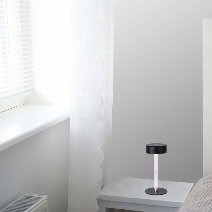 LED prigušiva punjiva stolna lampa na dodir LED/3W/5V 3000-6000K 2400 mAh crna