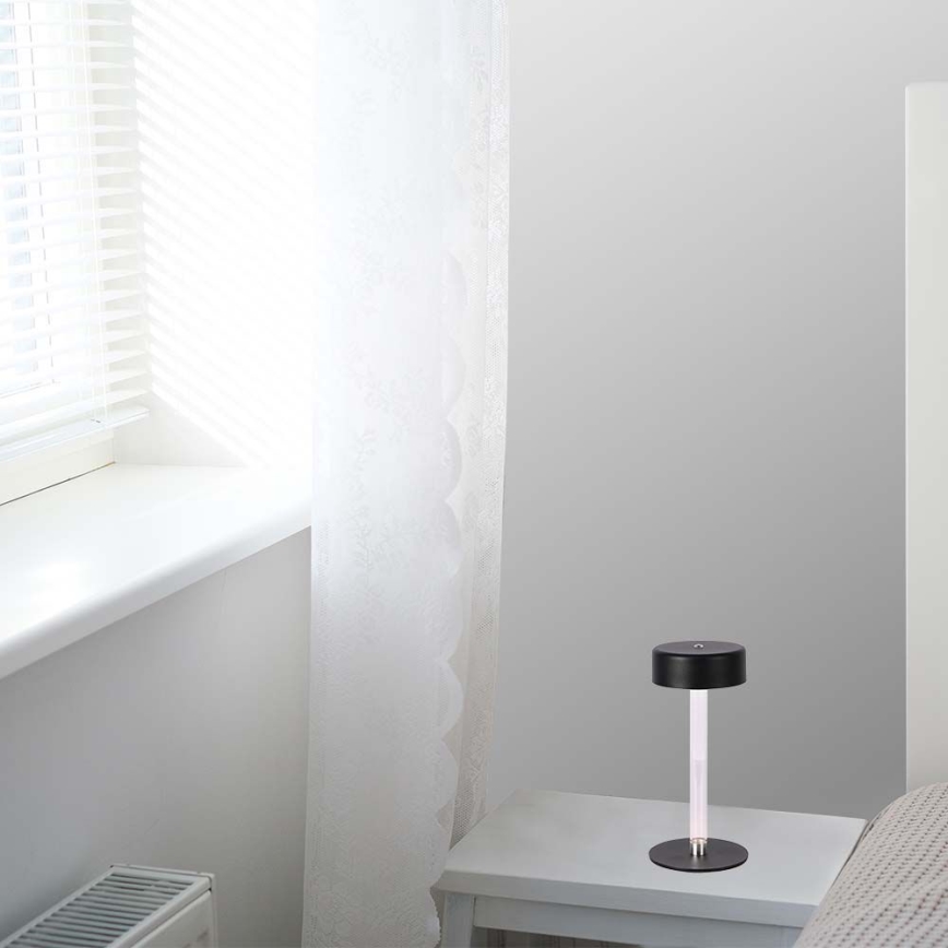 LED prigušiva punjiva stolna lampa na dodir LED/3W/5V 3000-6000K 2400 mAh crna