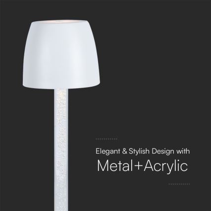 LED prigušiva punjiva dodirna stona lampa LED/3W/5V 3000K 1800 mAh bela