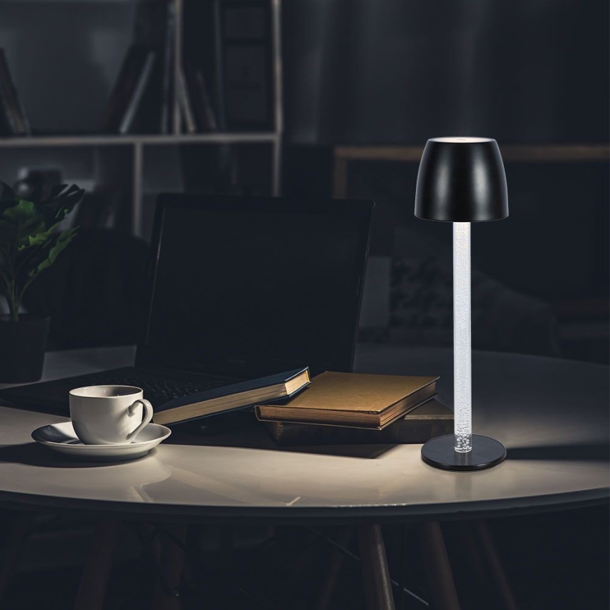LED prigušiva punjiva dodirna stona lampa LED/3W/5V 3000K 1800 mAh crna