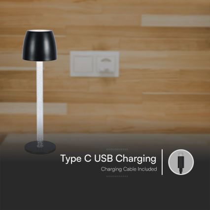 LED prigušiva punjiva dodirna stona lampa LED/3W/5V 3000K 1800 mAh crna